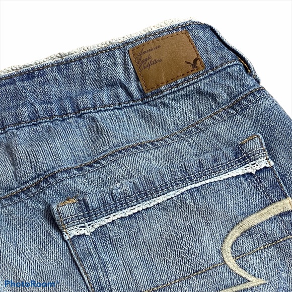 Lacey and Distressed AE denim cut off style shorts - Picture 7 of 8